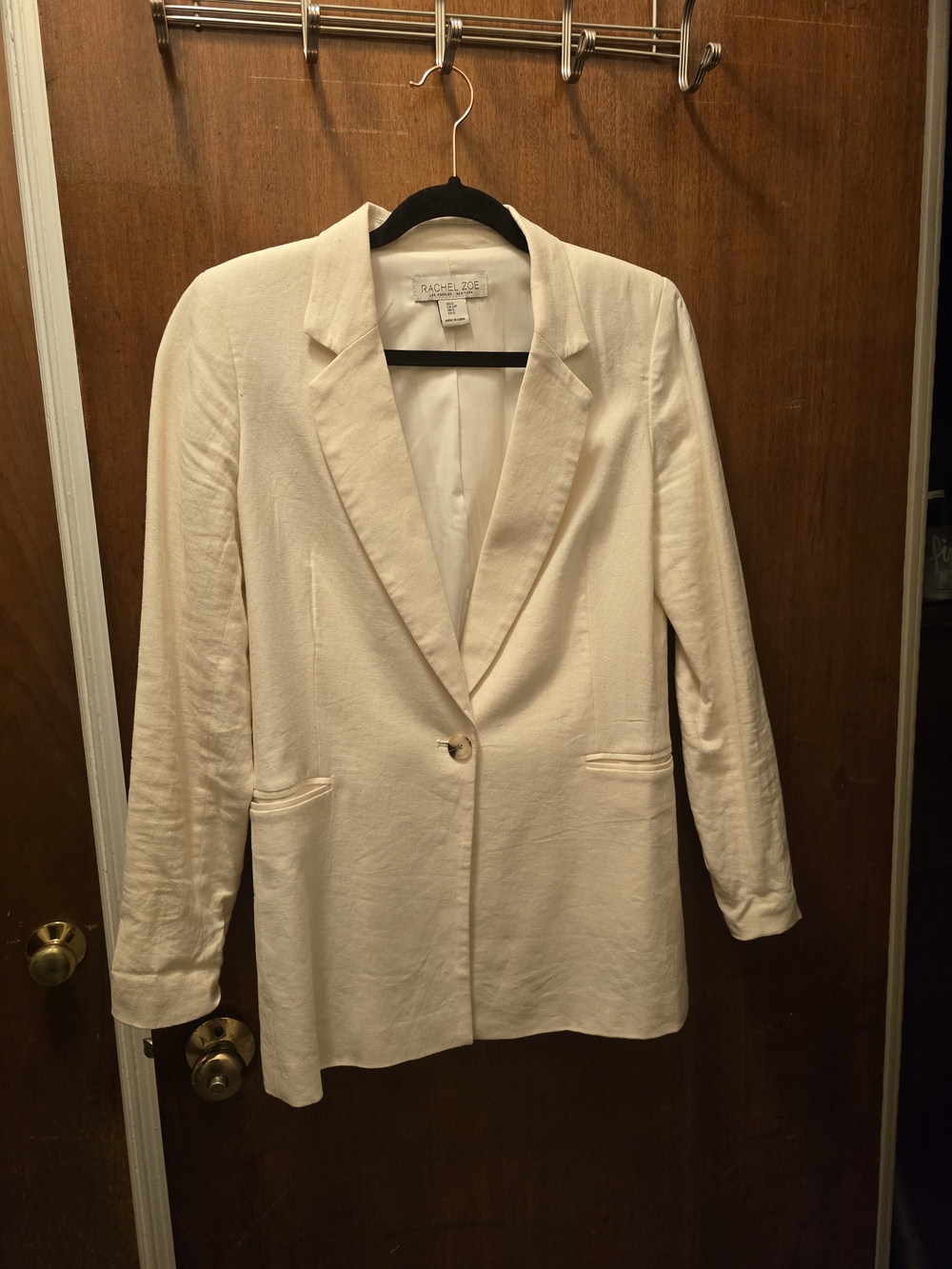 Rachel Zoe Off-White Single-Button Longline Blazer